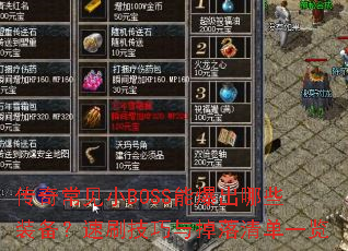 ���泣��СBOSS�ܱ�����Щװ������ˢ����������嵥һ��