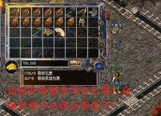 如何在单职业传奇私服打金稳定服中高效获取金币? 如何在单职业传奇私服打金稳定服中高效获取金币?