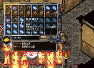 如何在悠悠平台手机版快速提升传奇角色等级? 如何在悠悠平台手机版快速提升传奇角色等级?